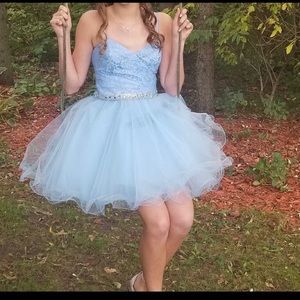Morilee Madeline Gardner Blue Short Formal Dress